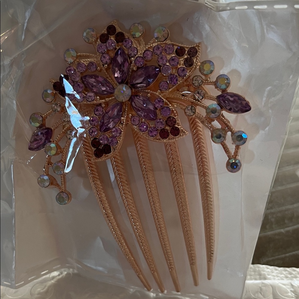 Elegant Purple Floral Hair Comb